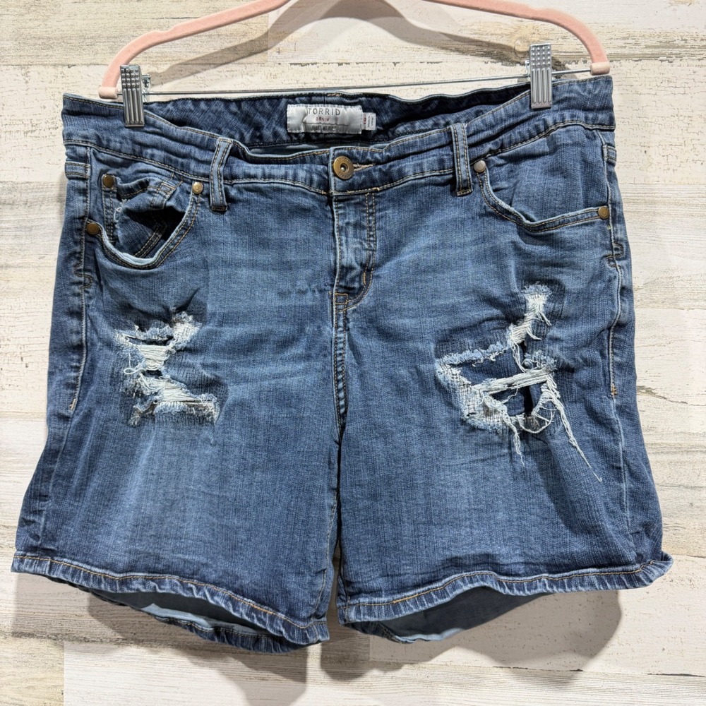 Torrid Denim Shorts Women 18 Blue Distressed First At Fit Grunge